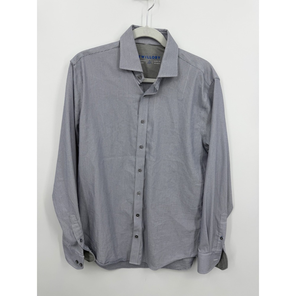 Twillory Performance Button Down Shirt Mens 16 34/35 gray Micro Diamond Tailored